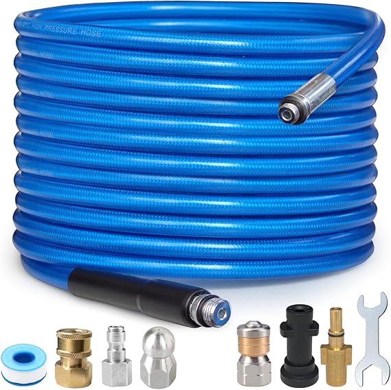 30M High Pressure Washer Drain 3000 PSI/180bar Hose Cleaning Kit Sewer Jetter Kit for Karcher K2 K3 K4 K5 K6 K7 Series &amp; Bosch AQT Household Use Pressure Washer