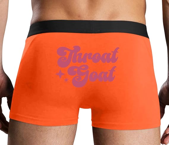 Knaughty Knickers Throat Goat Deepthroat Specialist Oral Sex Blow Job Deep Orange Mens Boxer Brief Sexy Adult Design