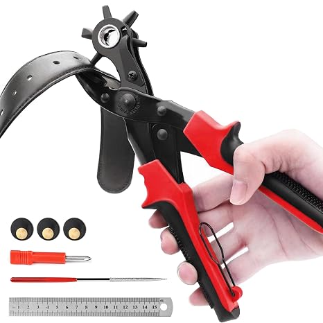 Leather Hole Punch,Belt Hole Puncher for Leather, Revolving Punch Plier Kit for Watches, Handbags, Punch Tool for Belts Diameter : 4.5/4 /3.5/3/2.5/2mm.