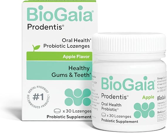 BioGaia Prodentis Oral Probiotics for Teeth & Gums and Bad Breath | Apple | Dental Hygienist-Recommended | Promotes Healthy Gums & Improves Oral Health | Fights Bad Breath | Dental Probiotic 30ct