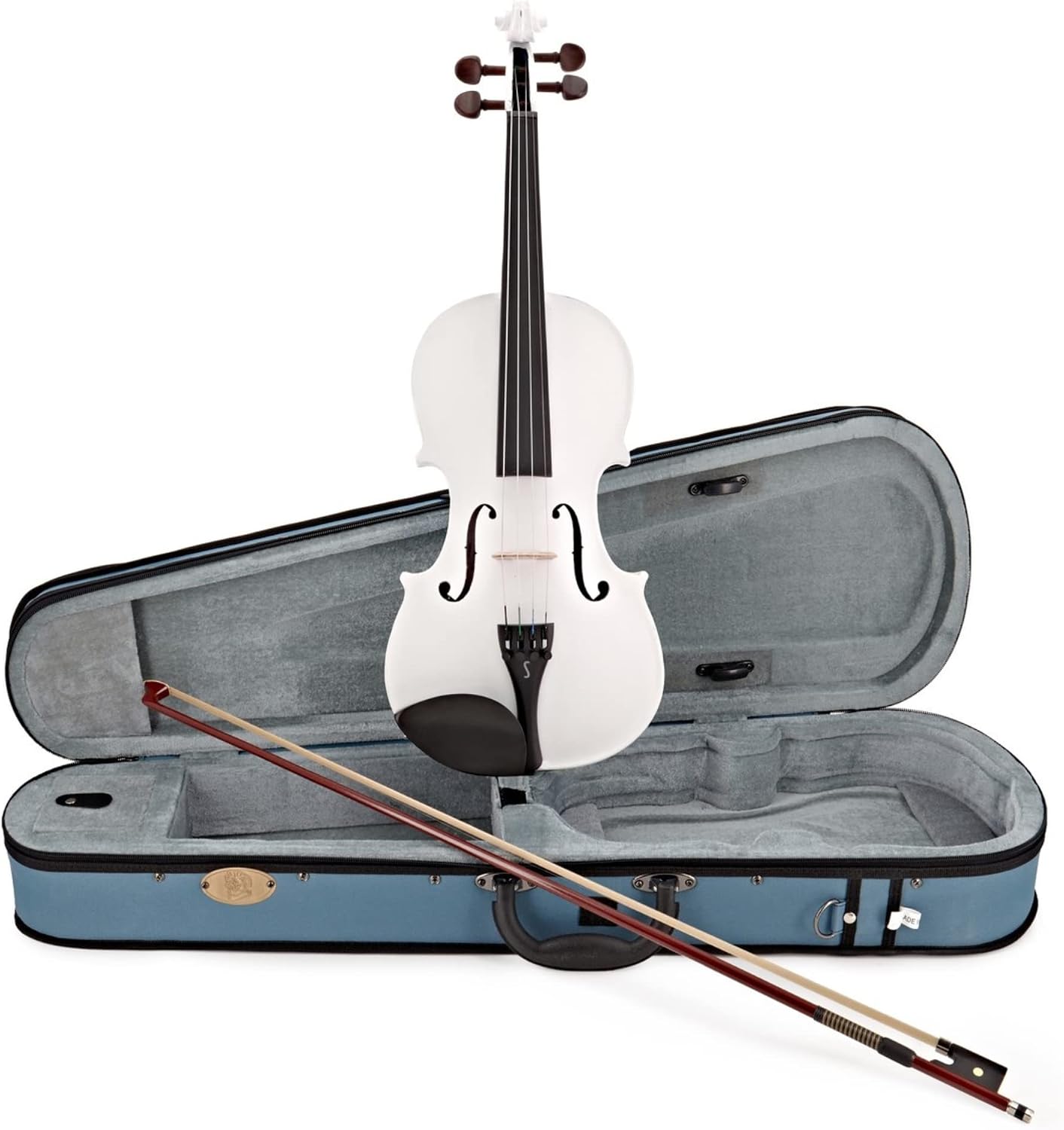 Stentor Harlequin Violin Outfit 1/4 Size, Violin for Intermediates with P&H Fibreglass Bow, Lightweight Case, Colourful String Instrument 1401FPK, White