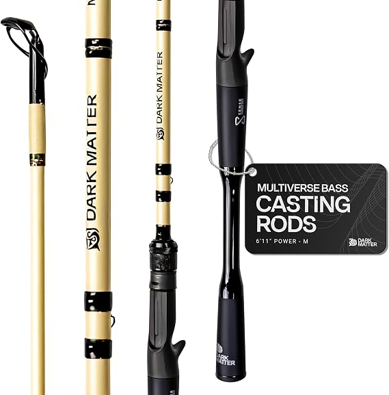 Dark Matter Multiverse Carbon Bass Casting Rods - Ultra Light Rods for Bass, Freshwater Enhanced Sensitivity Lightweight Casting Fishing Rod - Ultra Light Carbon Rear Grip Travel Fishing Gear