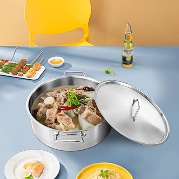 Stock Pot, 11 Qt Stock Pot Stainless Steel Large Kitchen Soup Cookware with Glass Lid Food Grade Heavy Duty Induction Large Stock Simmering Healthy Cookware Stockpots