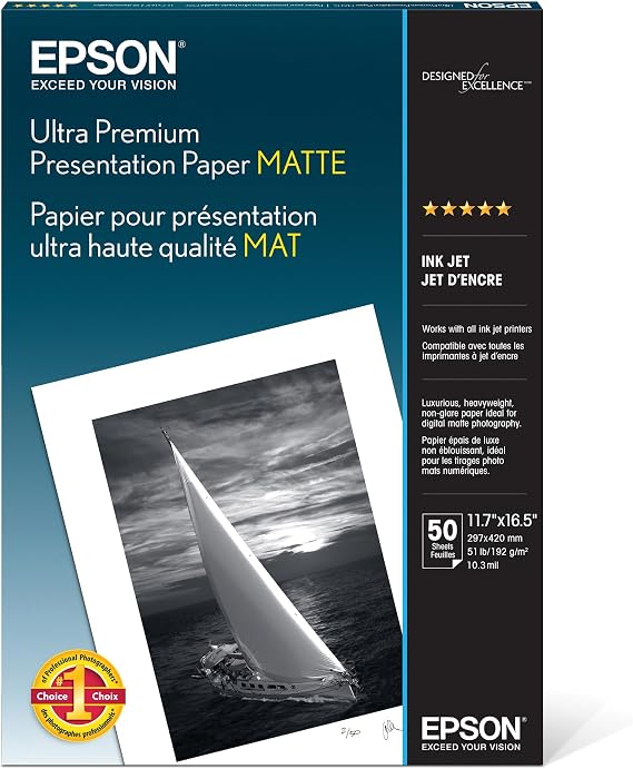 Epson S041343 A3 Size Achival Matte Paper For Use W/Epson Stylus Photo 2000P