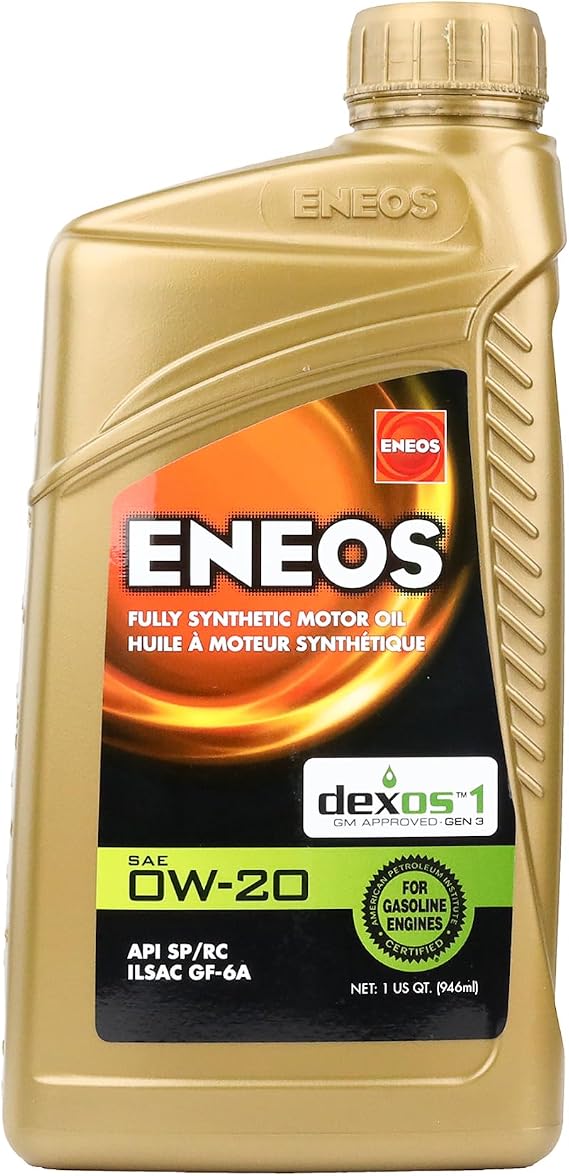 ENEOS 0W-20 Fully Synthetic Motor Oil, API SQ, dexos1 Gen3, 1 Qt