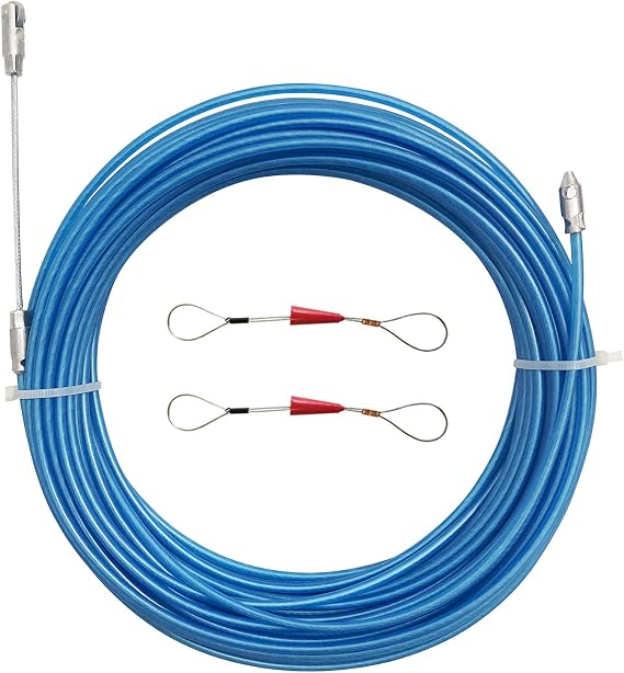 30m 100 Feet Electrical Fish Tape Wire Puller Through Wall Wire Guide Device Stainless Steel Wire Cable Puller Duct Rodder Threader Fish Cable Fastener Kit