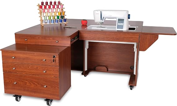 Kangaroo Kabinets K8805 Kangaroo and Joey, Sewing Cabinent and Three Drawer Storage Unit, Teak