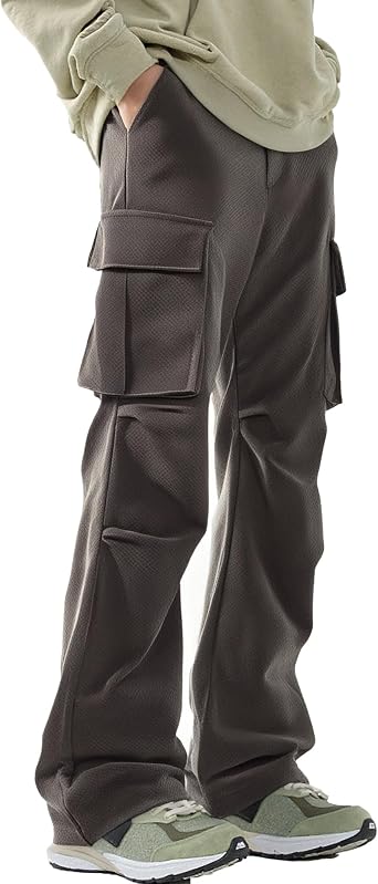 XYXIONGMAO Men's Techwear Casual Streetwear Loose Cargo Pants Multi-Pocket Sweatpants Joggers Black Hip Hop Pleated Overalls