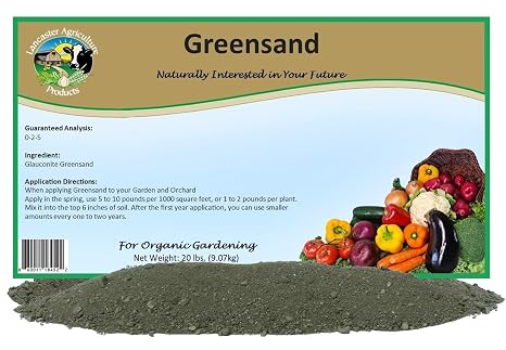 Greensand 20 Pounds Natural Soil Amendment for Garden & Lawns, Rich in Potassium & Iron, Improves Soil Structure & Water Retention by Lancaster Agriculture Products