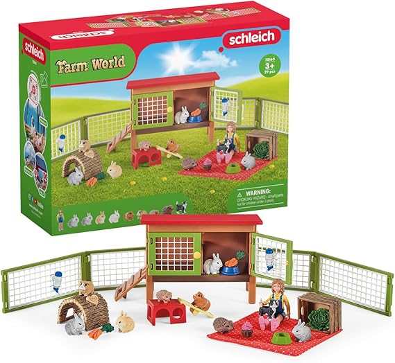 Schleich Farm World - 29Pc Picnic With Little Pets - Kids Ages 3+ | 72160 | Farm Animal Figurine, Realistic Animal Toys, Barn Toy for Kids 3+, Screen-Free Imaginative Pretend Play, Montessori Toy