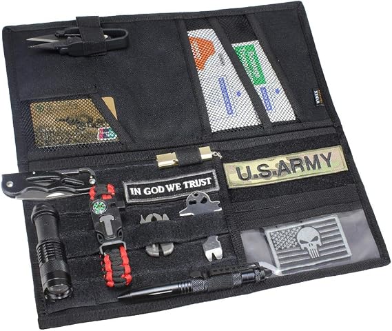 WYNEX Car Sun Visor Organizer with Double-Sided Folding MOLLE Panel, Auto Sun Visor Storage for Essentials & Tactical Gear, Compatible with Cars, Pickup, Trucks, Vans, SUVs