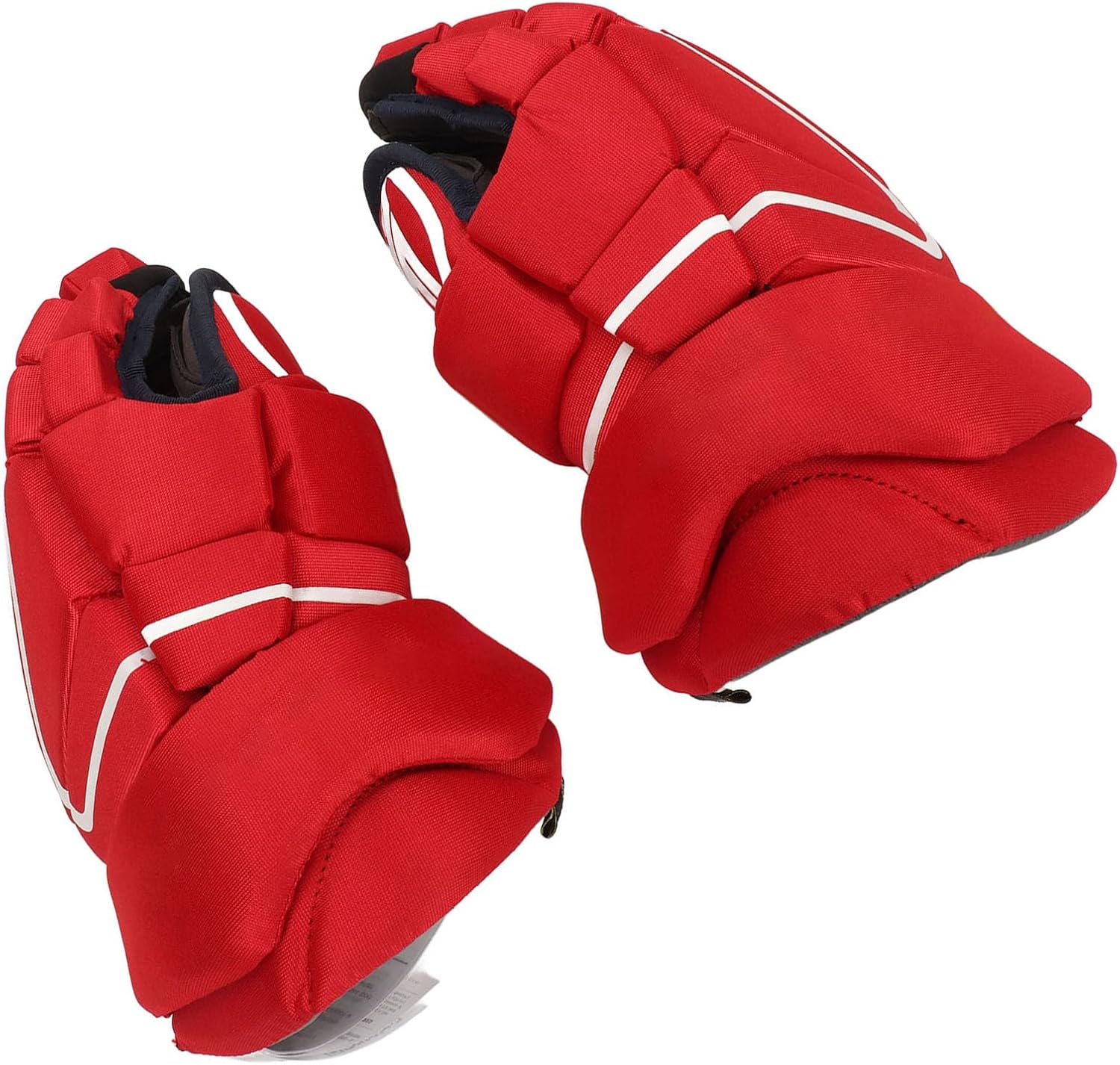 Fabater Red Ice Hockey Gloves, 1 Pair Curved Thumbs Excellent Grip Senior Ice Hockey Gloves for Sports 9 Inch