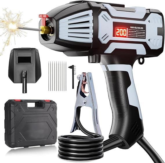 Portable Welding Machine Handheld, 220V ARC Welder Gun with IGBT Inverter, Variable Current Adjustment, Electric Welder Machine for 1/16"-1/8" (1.6-3.2mm) Wire Rods