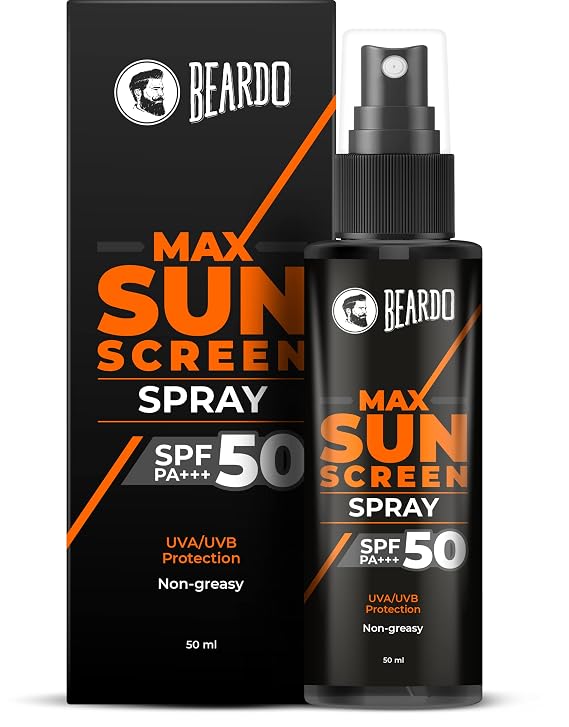 Beardo Max Sunscreen Spray for Men 50ml | Non-greasy Sunscreen | Suitable for Oily, Acne Prone Skin | Oil Free Sunscreen