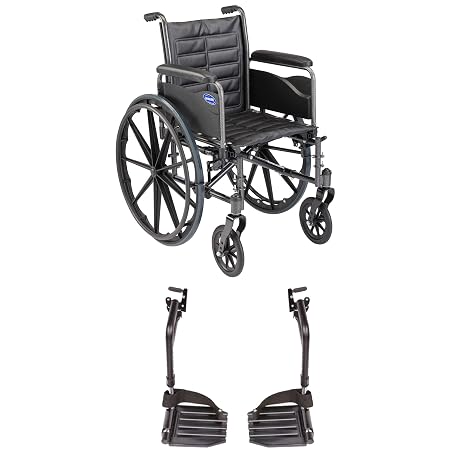 Invacare Tracer EX2 Wheelchair for Adults Standard Folding 18 Inch Seat Footrests & Full Arms