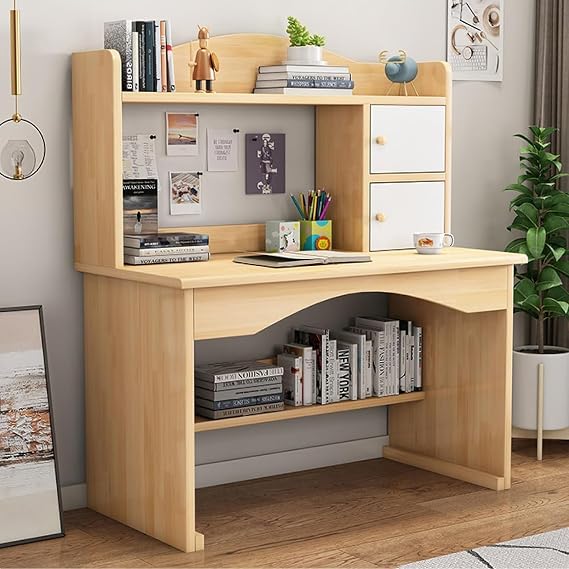 Computer Desk with Storage Shelves,Home Office Desk Study Writing Table Modern Simple Workstation Study Table for Home and Office(Natural,39 Inch)