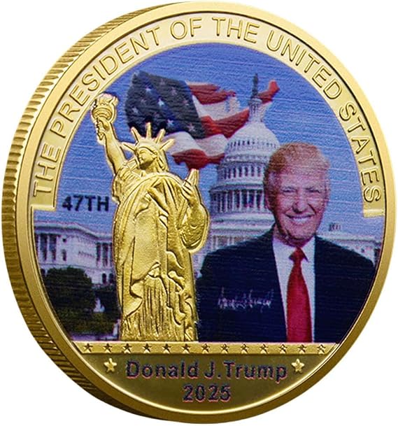 2025 Donald Trump Gold Plated Commemorative Coin 47th President Seal, Limited Edition Challenge Coin, Collectible History Gift for Trump Supporters