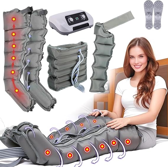 6 Cavity Electric Air Compression Massager Machine, Full Body Waist Arm Leg Relax Instrument for Full Body Massage Pressotherapy Lymphatic Drainage