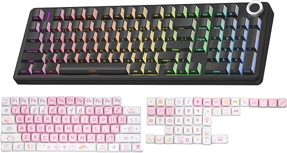AULA Wireless Keyboard and Keycaps Combo, F99 Pro Full Size Mechanical Keyboard Keycap Set