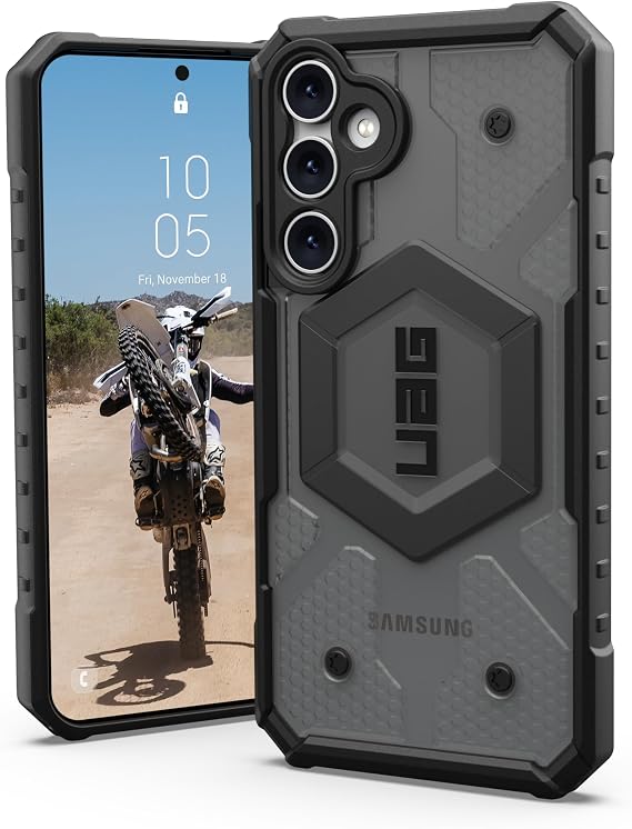 URBAN ARMOR GEAR UAG Designed for Samsung Galaxy S23 FE Case Pathfinder Clear Ash, Translucent Rugged Military Drop-Proof Impact Resistant Non-Slip Protective Cover