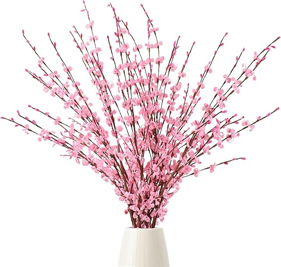 Artificial Jasmine Flowers with Long Stem 6Pcs 29.5" Fake Flower Bouquet Faux Jasmine Plants for Wedding Bridal Bouquet Wreath Table Centerpiece Outdoor Decor (Pink)