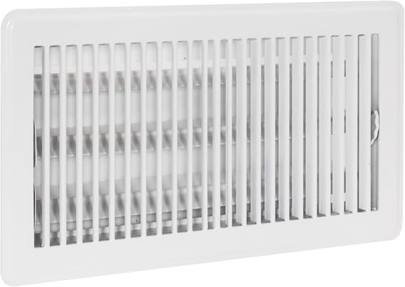 EZ-FLO 6 x 10 Inch (Duct Opening) Floor Register Vent Cover, One-Way Ventilation Register Diffuser, Solid Steel HVAC Air Vent Cover, White, 61637