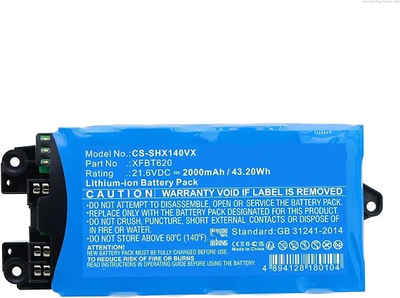 2000mAh Vacuum Cleaner Battery - Compatible with Shark IX140 IX141 IZ141 UZ145 IX141H IX142 IZ140 IZ140C IZ141C IZ142 WZ140