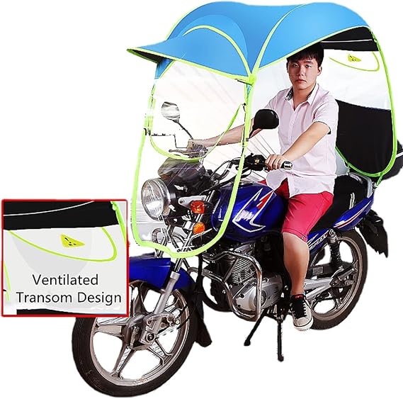 Motorcycle Canopy Awning for E-Bikes & Cars - Waterproof Rain Shelter, Transparent Carport, Portable Outdoor Storage (Purple) Blue