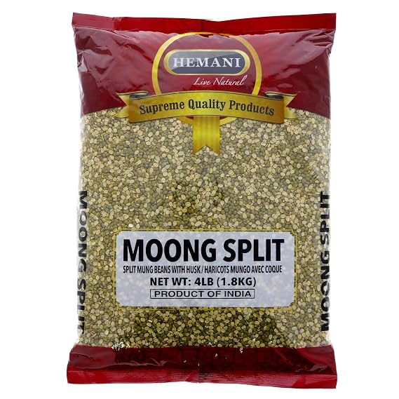 Hemani Moong Split 4LB (64 OZ) Split Mung Beans with Husk