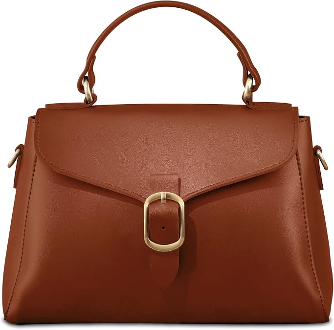 SUNLIGHT LEAVES Vintage Vegan Leather Top Handle Bag For Women Retro Satchel Casual Purse Simple Shoulder Classic Handbag
