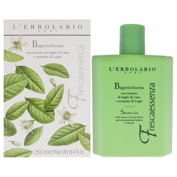 L'Erbolario Shower Gel Toning Body Soap with Plant Extracts and Vitamin E Energizing Body Wash with Woody, Citrus Scent - Frescaessenza - 8.4 oz