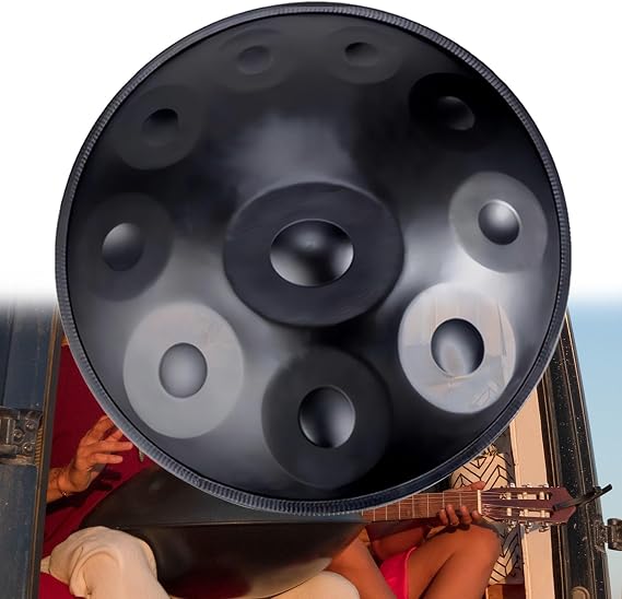 Handpan Drum, 22 Inch 9/10/12 Notes Steel Percussion Instrument Drum For Entertainment Meditation Yoga Zen Gifts, 432Hz/440Hz Tongue Drum Set With Tripod ( Size : 432Hz , Color : BLACK_10 NOTES )