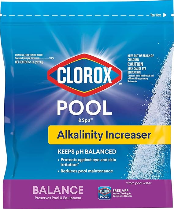 Clorox Pool&SpaTM Swimming Pool Alkalinity Increaser, Keeps pH Balanced, 5LB (Pack of 1)