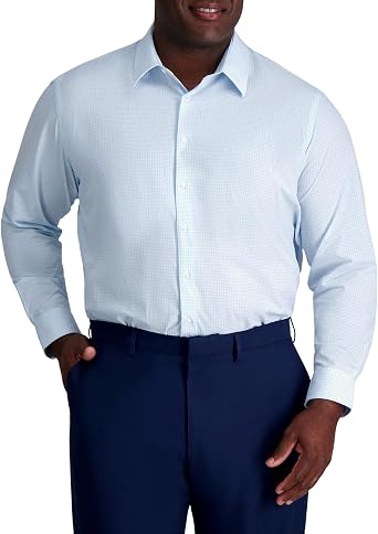 Haggar Mens Smart Wash Classic Fit Comfort Stretch Dress Shirt- Big Or Tall Sizes