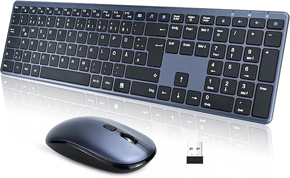 Wireless Keyboard and Mouse Combo 2.4GHz USB Ultra Slim Quiet Matte PC Keyboard Full Size