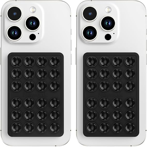 2 Pack Silicone Suction Phone Case Adhesive Mount, Silicone Sticky Holder for iPhone and Android, Hands-Free Grip for Selfies & TikTok, Gift for Women (Black)