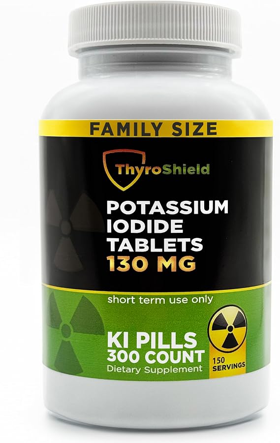 Potassium Iodide Tablets 130 mg | 300ct Iodine Tablets for Radiation Exposure - Potassium Iodine Pills - YODO Naciente - KI Pills - Made in USA - ThyroShield