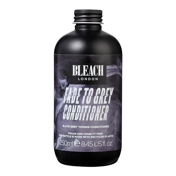 Bleach London Fade to Gray Toning Conditioner, Gray Color Depositing Formula for Bleached, Blonde Hair, Helps Build or Maintain Charcoal Silver Hair Color, Paraben Free 8.45 Fl Oz