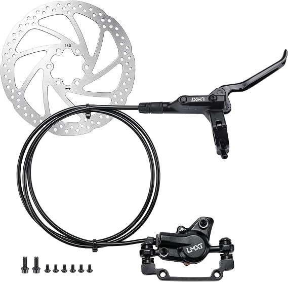 TOBWOLF Right Rear Hydraulic Disc Brake Kit with 160MM Rotor | Pre-Bled 150CM Hose | Aluminum Lever & Dual Piston Caliper for MTB, E-Bike & Fat Bike | Includes Mounting Bolts