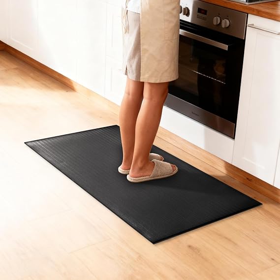 NORTHSKY Olympia Anti Fatigue Mat, Fatigue Mats for Standing, Ribbed, 5 x 3 ft, 5/8" Thick, Waterproof PU, Slip-Resistant, High-Density Memory Foam, for Garage Repair, Kitchen&Balcony