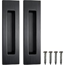 150mm Stainless Steel Sliding Door Handles 2Pcs Recessed Flush Door Hardware Finger Pulls Pocket Door Pull Handles Matte Black Door Handles for Barn Door Closet Cabinet Wardrobe Internal Sliding Doors