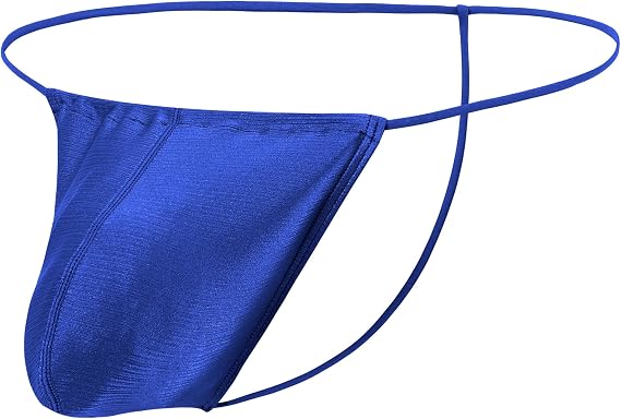 Men's Sexy T Back Underwears Adjustable Pouch Thongs Silky Low Rise Micro G String Bikini