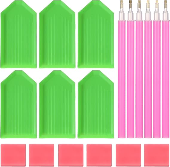 Sibba 24 Pcs Diamond Tools,5D Diamond Accessories 5D Diamond Embroidery Pen | with Drill Pen Grip Tray, Correction Pen, Painting Kits, for Art Painting DIY