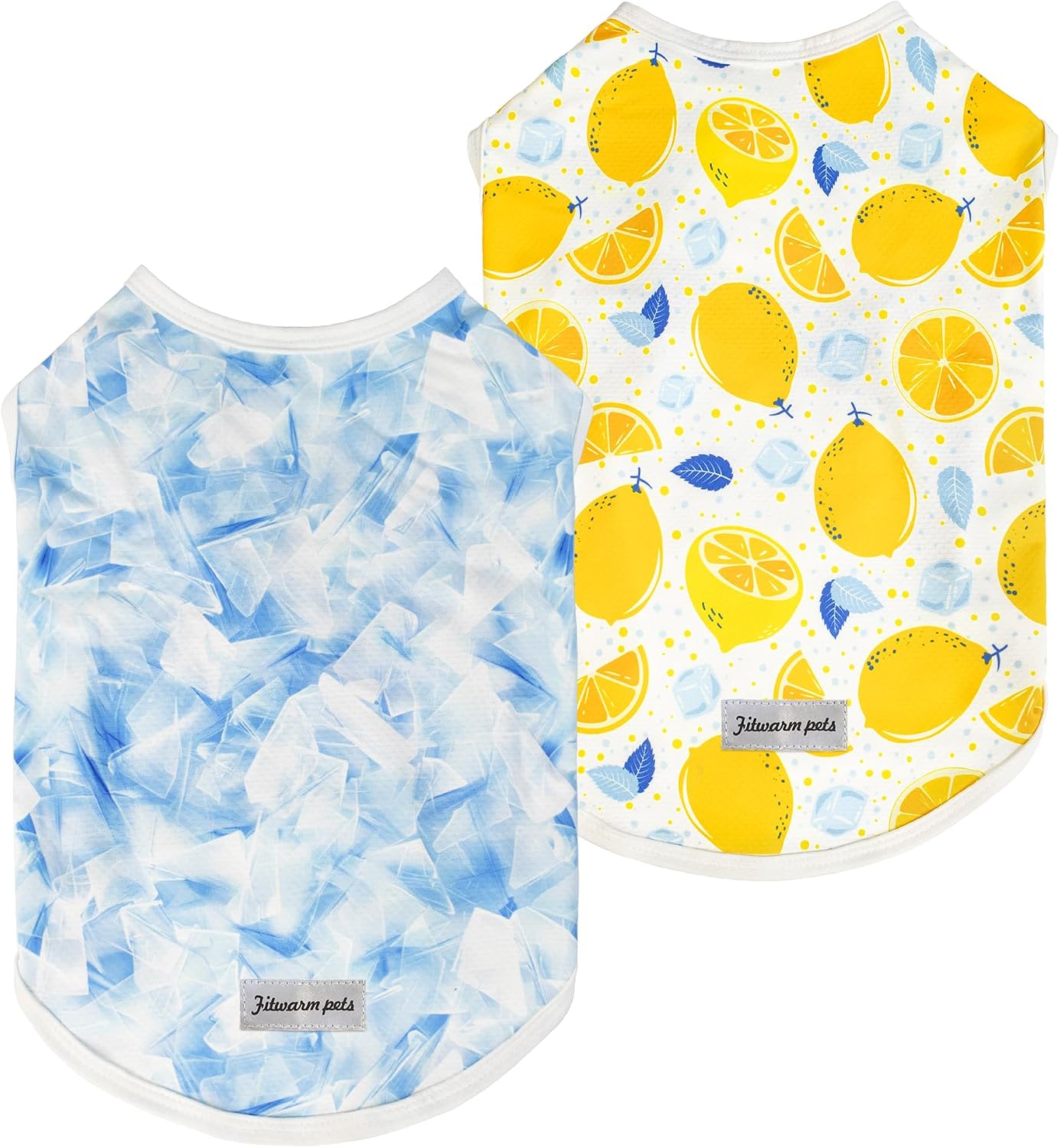 Fitwarm 2 Pack Ice Lemon UPF 50 UV Sun Protection Dog Shirt, Lightweight Dog Cooling Vest, Quick Dry Summer Clothes for Small Dogs Boy Girl, Pet Outfit, Blue, Yellow, White, XL