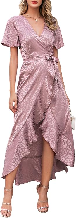 Miessial Women's Velvet Maxi Dress Retro Faux Wrap V-Neck Long Evening Dress Cocktail Party Dress