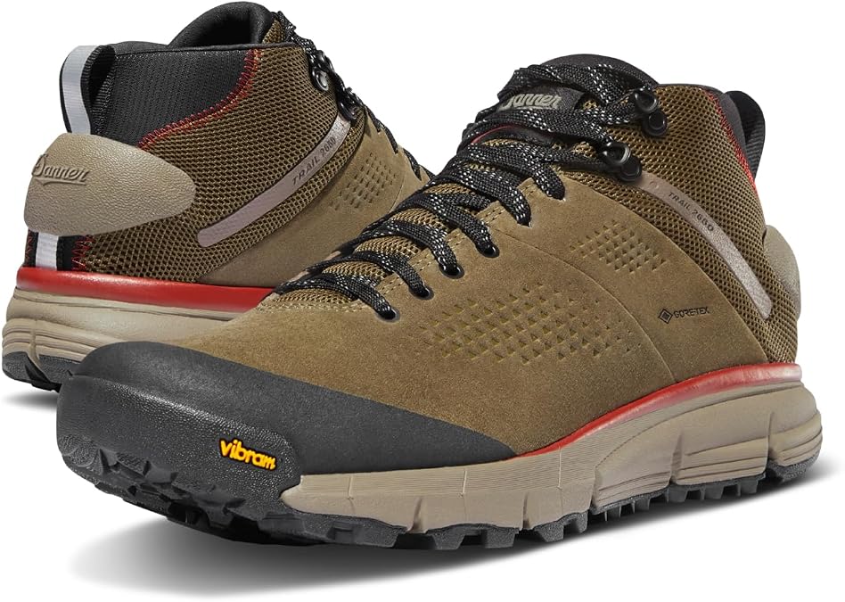 Danner Trail 2650 Gore-Tex Mid 4" Waterproof Hiking Shoes for Men - Suede and Textile Upper with Comfort Footbed, EXO Heel System & Traction Outsole | Suede and Textile Upper with Comfort Footbed, EXO Heel System & Traction Outsole, Removable Ortholite Footbed