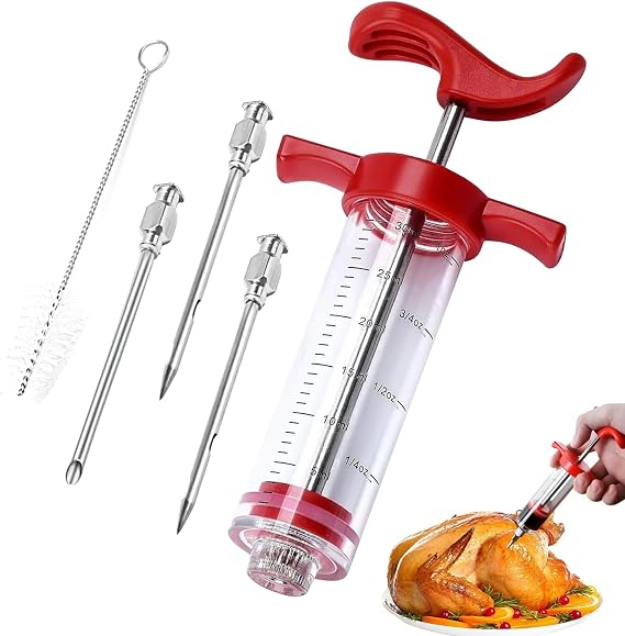30ml Marinade Injector Syringe Kit with 3 Needles for Flavor Infusion in Meats