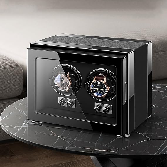 Watch Winders for Automatic Watches, LED Ambient Light, Mute Japanese Motor, 5 Rotation Direction Modes, 5 Rotation Frequency Modes, Automatic Watch Winder(Black,26cm/10in)