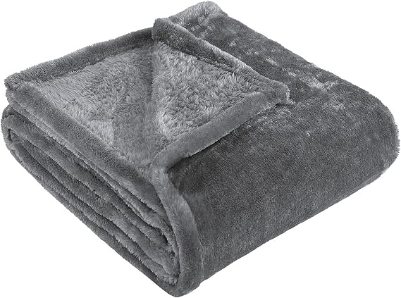 Superior Classic Solid Fleece Blanket, Thick, Cozy, Warm Blankets, Velvety Soft Plush Bedding and Sofa Throw, Cute Bedroom Decor, Fuzzy Cover, Medium Weight Comfort Essentials, Throw, Silver