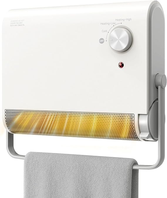 EasyAcc Electric Heaters for Indoor Use, 1200W PTC Fast Heating Energy Efficient Panel Wall Heaters, 30 Oscillation, 3 Modes, Easy 2-Min Install, Plug in Space Heater for Bathroom Bedroom Office